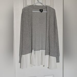 NWOT Long Lightweight Open-Front Cardigan/Jacket/Sweater With White Ruffled Hem